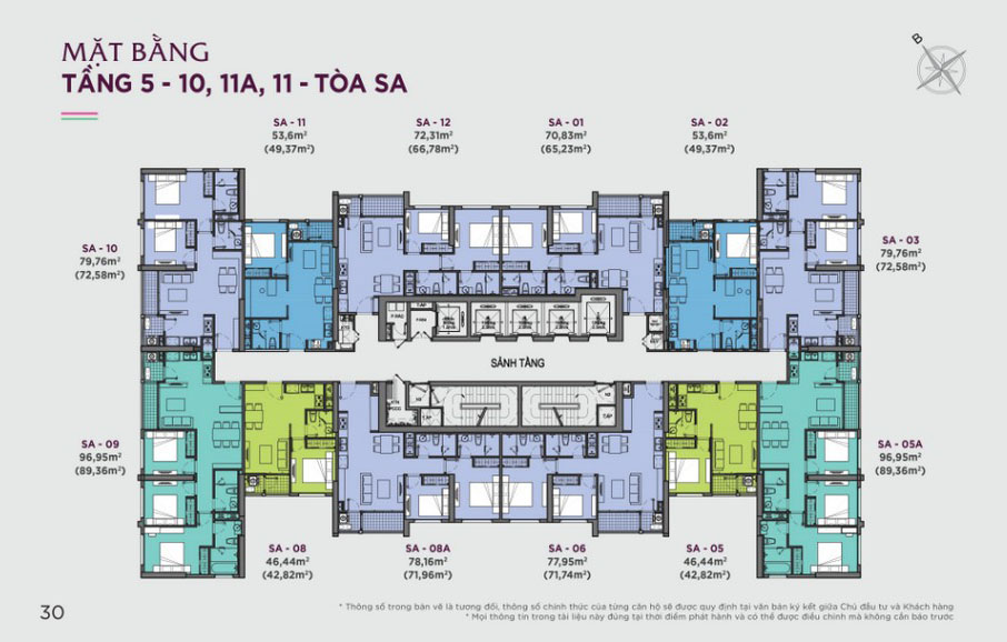 Trang chủ 88 Mặt bằng tầng 5-11 tòa SA Vinhomes Bắc Ninh