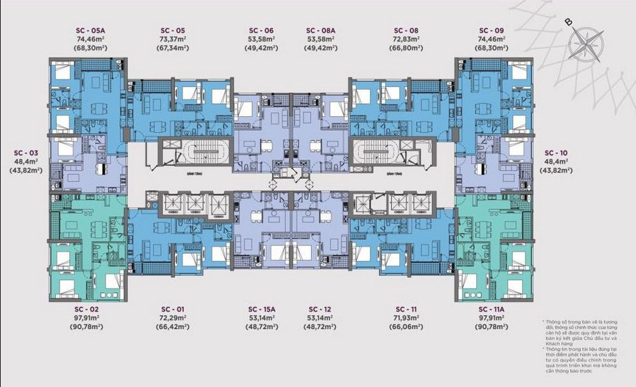 Trang chủ 91 Mặt bằng tầng 5-11 tòa SC Vinhomes Hòa Long - Bắc Ninh